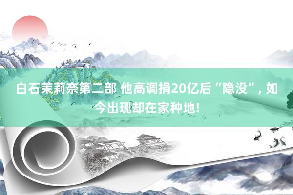 白石茉莉奈第二部 他高调捐20亿后“隐没”， 如今出现却在家种地!