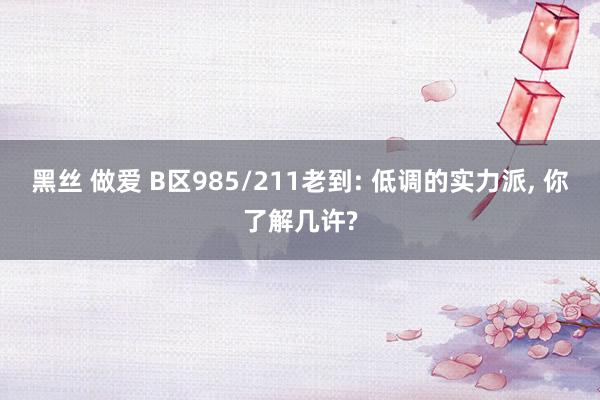 黑丝 做爱 B区985/211老到: 低调的实力派， 你了解几许?